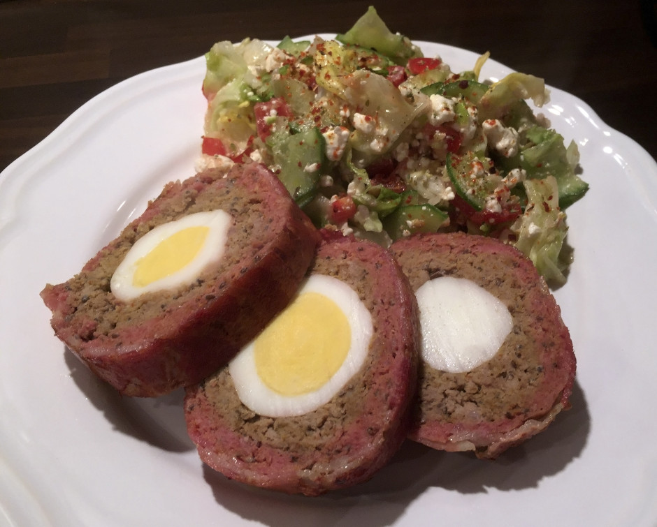 Scottish Egg Meatloaf wrapped in Bacon LCHF Slow Cooker Central