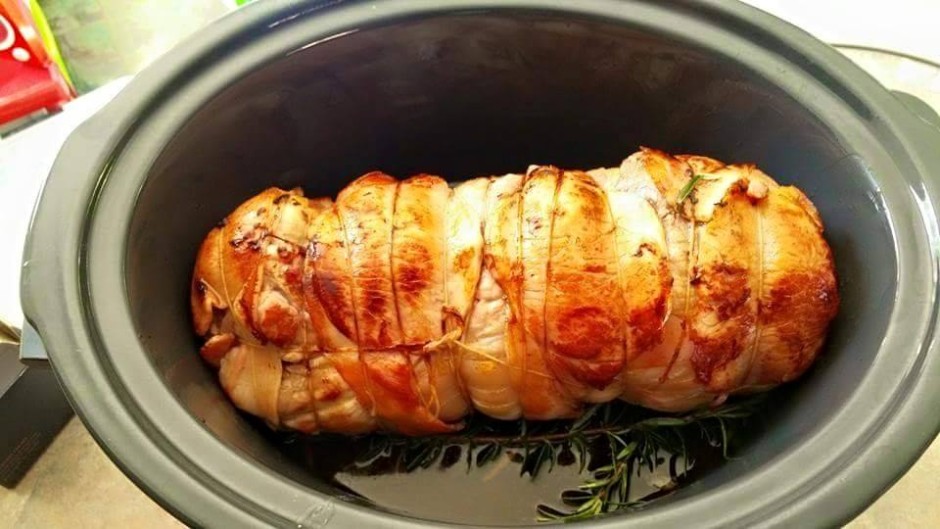 Bacon Wrapped Pork cooked in Maple Syrup Slow Cooker Central