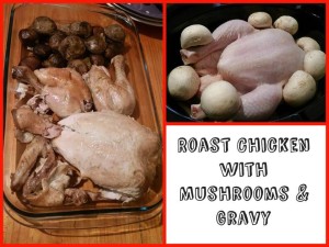Roast chicken with mushrooms and gravy