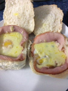 Ham, eggs and cheese buns