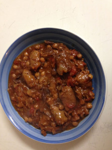 Russian Sausages, red cabbage & chickpea stew