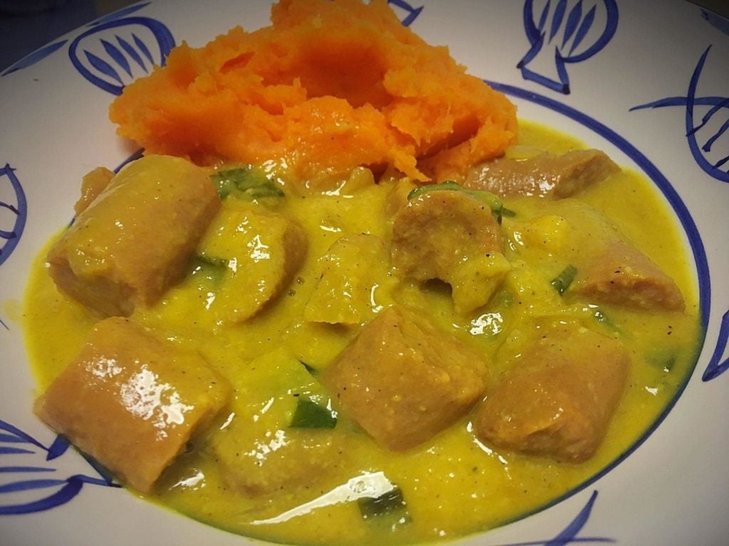mango coconut curry sausages