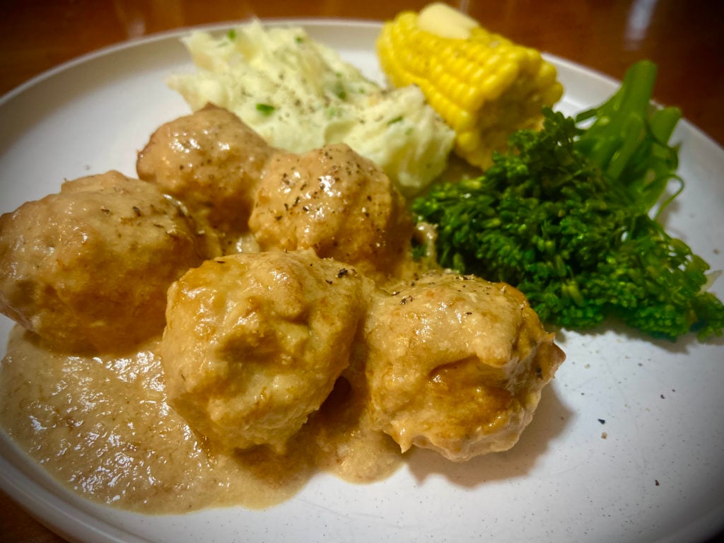 slow cooked creamy french chicken meatballs
